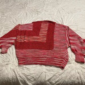 Vintage Red Sweater With Angora Accents